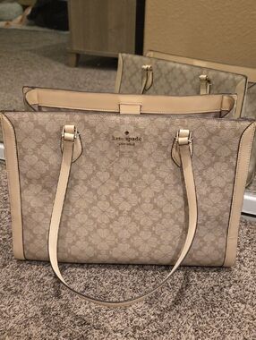 kate spade beige floral-print tote